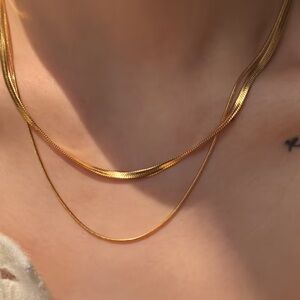 Gold Necklace Set Double Clavicle  Chain - NEW